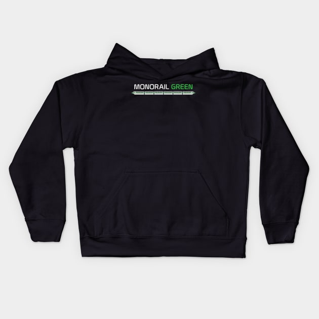 Monorail Green Kids Hoodie by Tomorrowland Arcade